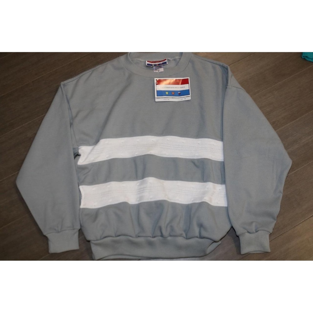 Daniel Axel Vintage Gray White Striped Crewneck Sweatshirt Mens Medium Style 305